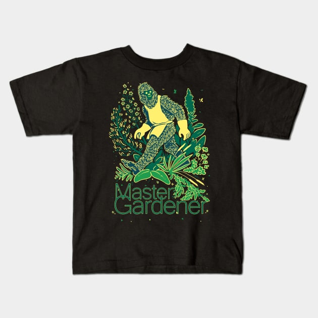 Bigfoot Gardener Kids T-Shirt by HugoSloth